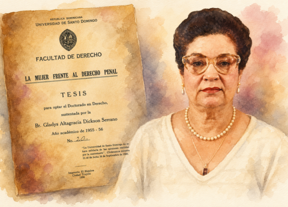 Gladys Dickson Serrano figura con la matrícula número 026 del Colegio Dominicano de Notarios, institución constituida el 3 de junio de 1967 —apenas tres años después de que la Ley No. 301 de 1964 organizara la función notarial moderna en el país— por un grupo de 35 profesionales encabezado por el doctor Ponciano Rondón Sánchez.